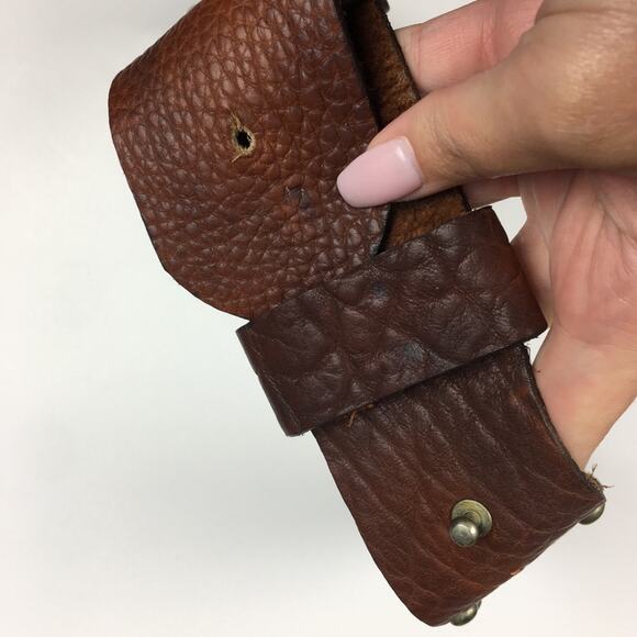 Boho Western Brown Leather Belt Wide Silver Stud RARE OAK XL Cowgirl Bohemian - Picture 5 of 11